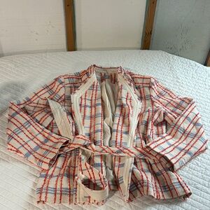 Chico's orange blue and Cream Plaid Blazer